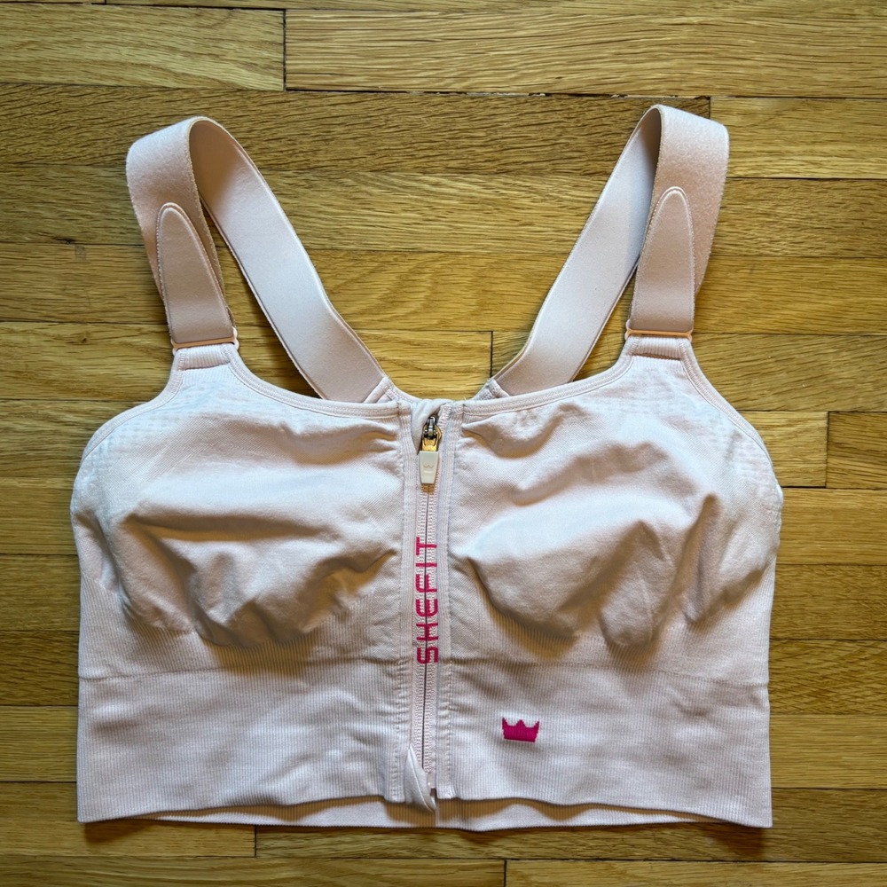SHEFIT Low Impact Sports Bra Front Zip Women 1 Luxe Pink Gym Activewear Yoga